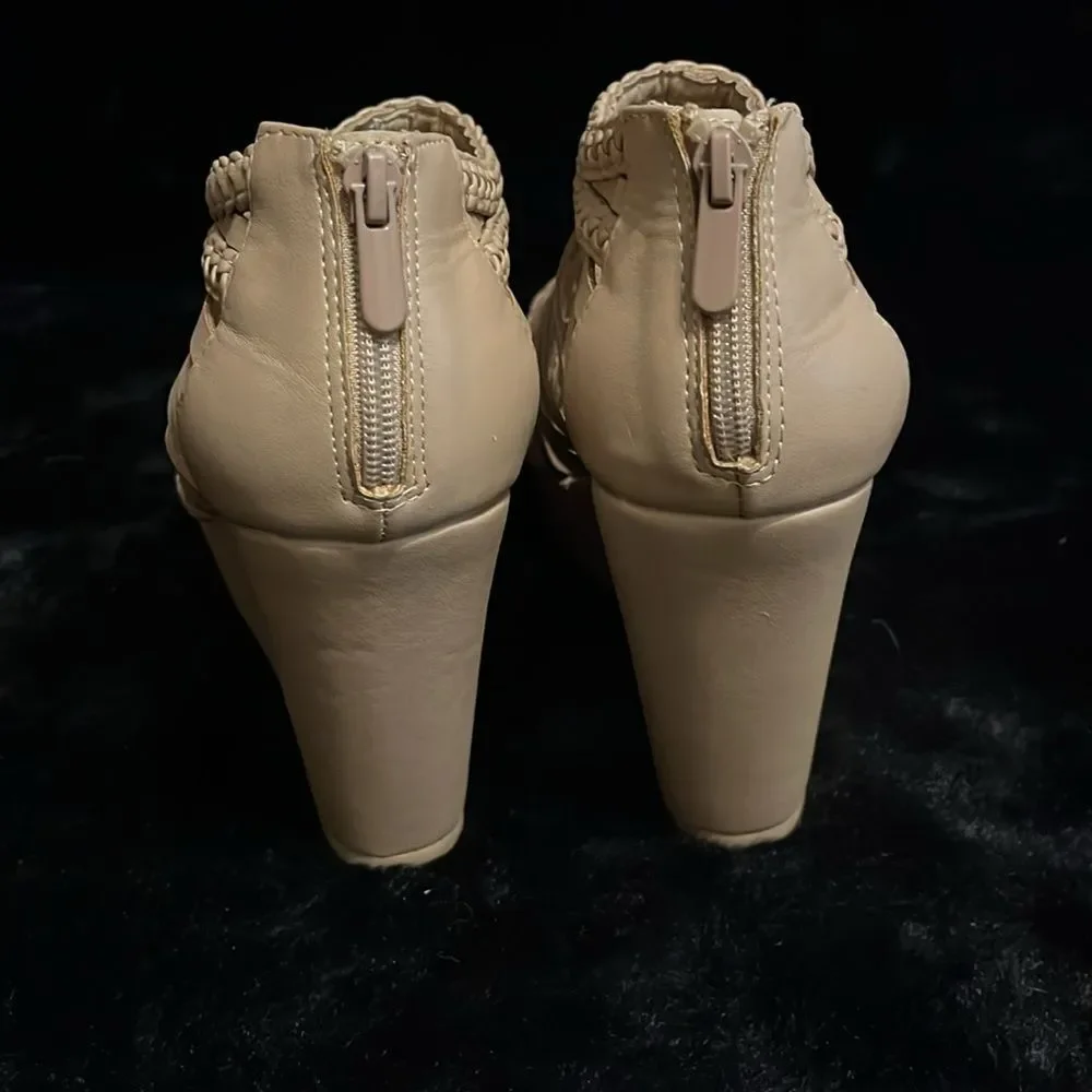 Torrid Zip Tan Wedge Sandals